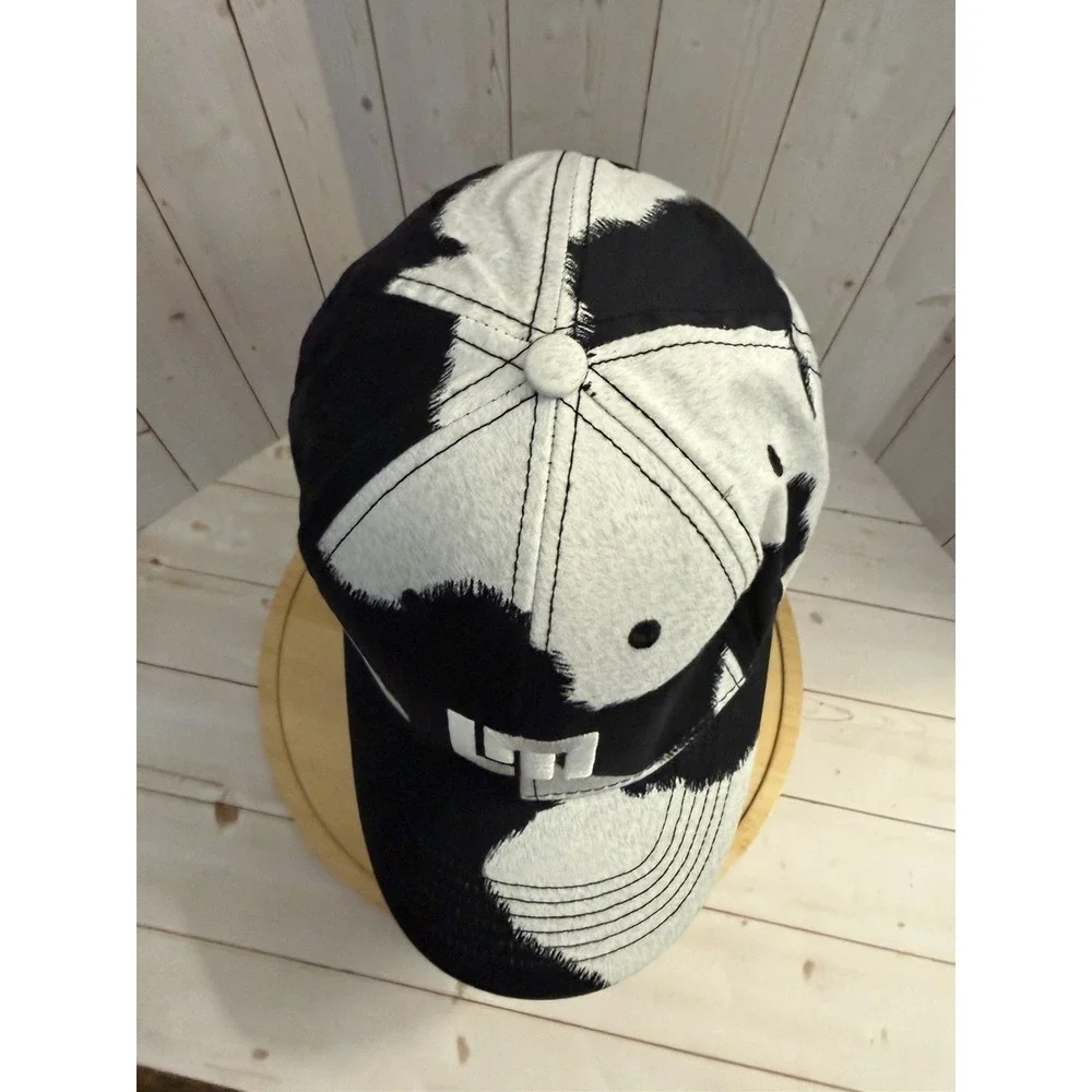 Loudmouth Golf Hat Black White Cow Print Holstein Adjustable Baseball Cap